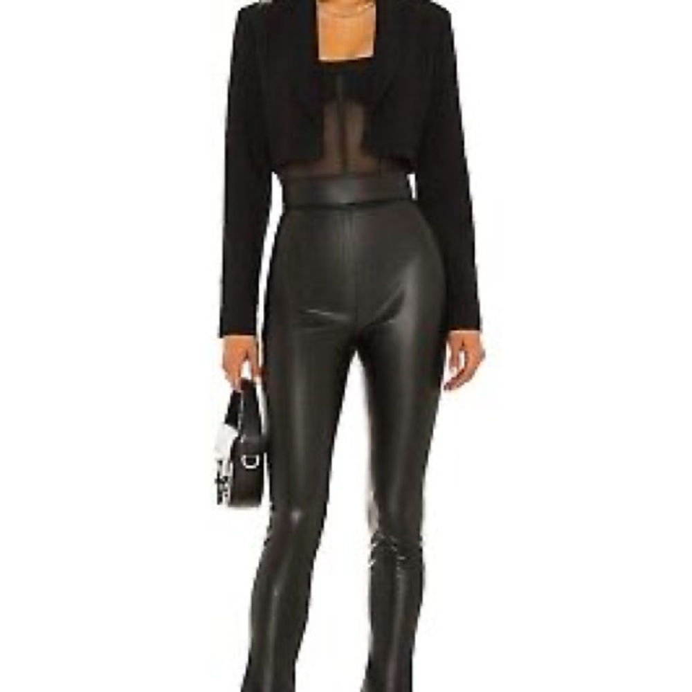 Misha black faux leather pants. Back zip- size 4